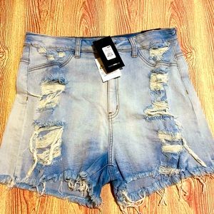FASHION NOVA Keep In Touch Distressed Shorts